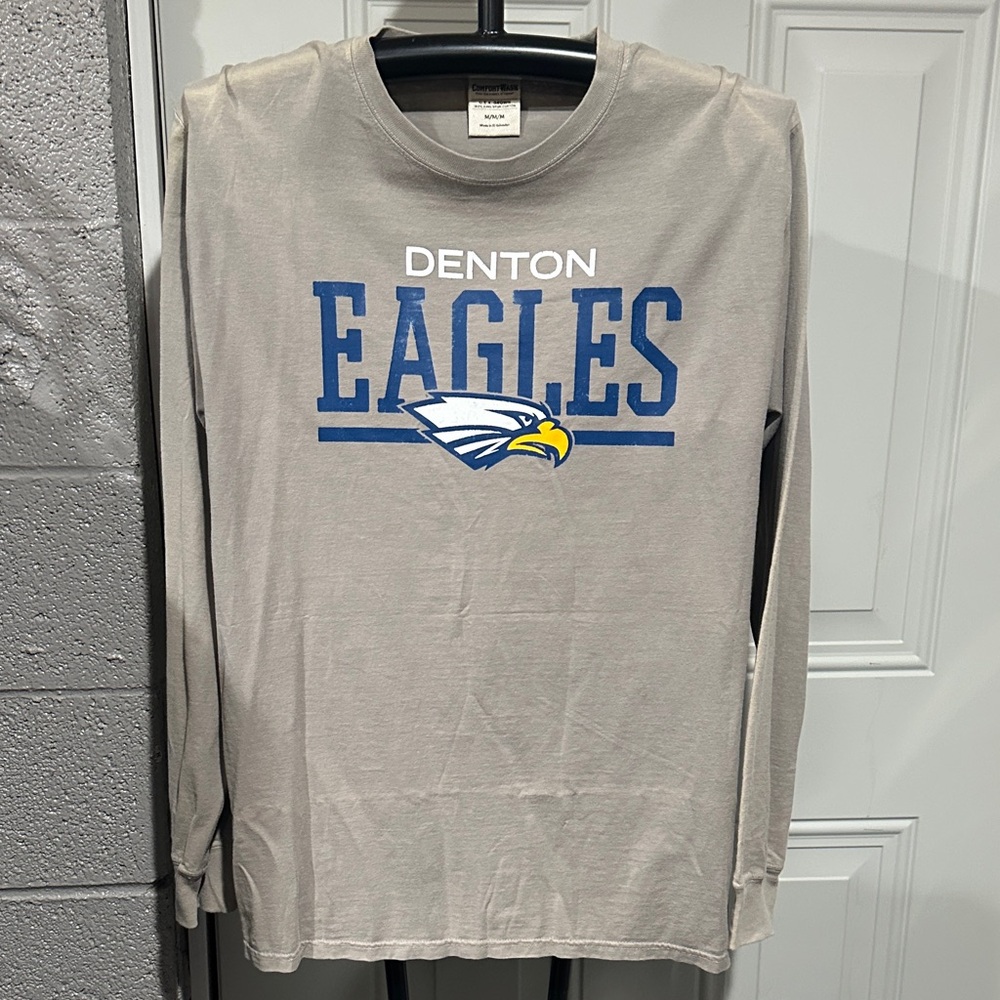 Hanes Gray Long Sleeve Shirt with Blue Eagles Design